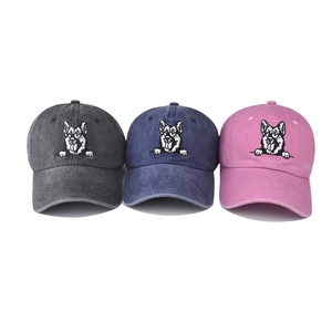 Lot de trois casquettes de baseball vintage en coton délavé avec broderie Berger Allemand