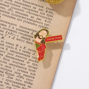 Jesus 'I saw that' enamel pin brooch for clothes and bags with vintage background