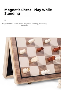 Detailed view of magnetic wooden chess set showing strong piece stability on board