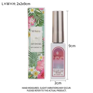 Detailed view of Mobray cat eye nail polish bottle and floral packaging box 7ml