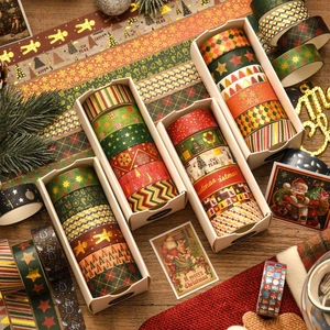 Christmas Washi Tape Gold Foil Decorative Adhesive Paper For Scrapbooking DIY Gift Wrapping Festive Patterns