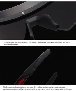 Detail of soft silicone nose pads and non-slip ergonomic temples on oversized sunglasses