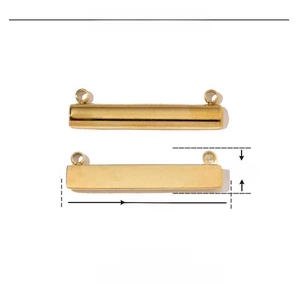 Detailed size chart of gold stainless steel bar pendant measuring 30mm by 8mm for jewelry