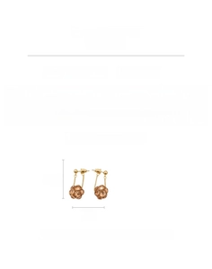 Detail view of gold sphere drop earrings with champagne rhinestones, 3.5cm height