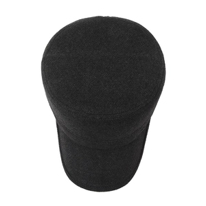 Klassische schwarze Woll-Flat-Top-Mütze für Herren mit kurzem Schirm im Winter