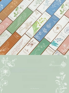 Detail of vintage letterpress bookmarks with embossed floral patterns on premium paper