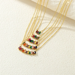 Luxury multilayer golden necklace set featuring colorful marquise-cut zircon pendants