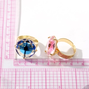 Ethnic style colorful crystal zircon rings with gold plating and adjustable bands