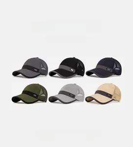 Six colors of mesh baseball caps featuring breathable panels for outdoor sun protection