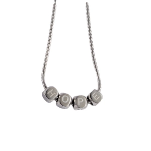 Collier minimaliste en acier inoxydable argenté avec pendentifs cubes lettres HOPE