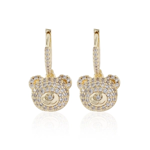 Sparkling crystal bear hoop earrings in 18k gold plated copper with luxury finish