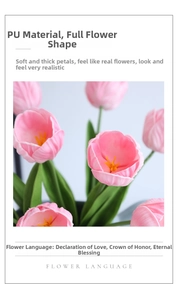 Macro detail of soft PU artificial tulips showing realistic texture and petal veins