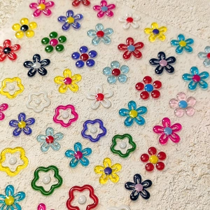 3D Embossed Nail Art Stickers Self Adhesive Flowers Stars Moon Butterfly Matte PET Colorful DIY Manicure Decoration