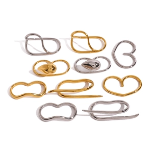 Minimalist gold and silver stainless steel irregular double finger rings for women set