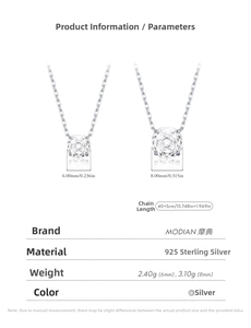Detailed size specifications for 925 sterling silver octagon cut diamond necklace