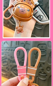 Cute rotating face Capybara keychain with silicone strap detail