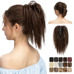High ponytail hair extension claw clip with long heat-resistant synthetic fiber and 15 colors