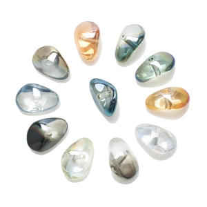 Irregular electroplated 8x17mm glass stone pendants in rainbow colors for DIY jewelry making