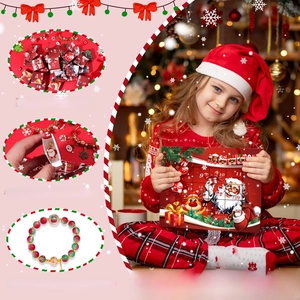 Christmas advent calendar puzzle gift box with crystal DIY charm bracelet for kids