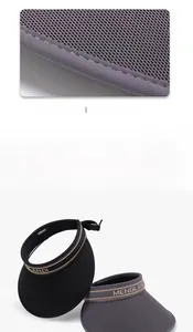 Detailed stitching on breathable mesh sun visor with lettered embroidery trim