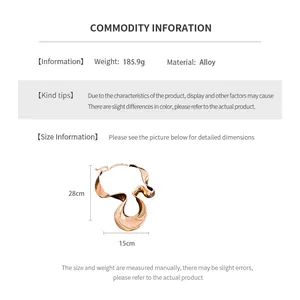 Size chart showing dimensions 28x15cm and 185.9g weight for chunky alloy necklace