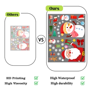 Comparison showing HD printing and high viscosity of Santa and snowman window decals