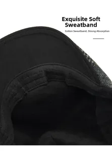 Close-up of the breathable cotton sweatband and premium inner lining of the flat cap