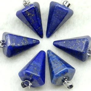Pendentifs en lapis-lazuli bleu profond en forme de pyramide avec fermoirs argentés