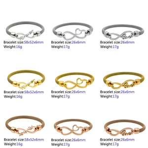 Bracciali in maglia di acciaio inossidabile con motivi Forever, Love e cuore in oro e argento