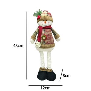 Dimensions détaillées d'une peluche de bonhomme de neige de 48cm sur fond blanc épuré