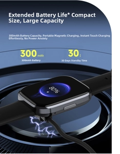 Smartwatch with 300mAh battery charging via magnetic base and 30 days standby time