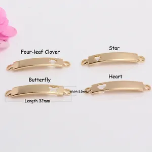 14k gold plated heart star butterfly clover connector charm bracelet for DIY jewelry making