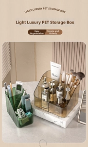 Detailed view of luxury PET storage boxes with vertical stripes and rounded edges