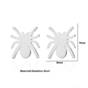 Polierte Edelstahl-Spinne-Ohrstecker für Halloween, Größe 9 mm mal 8 mm