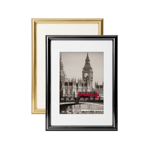 Classic gold and black PVC photo frame set with white mat for elegant home decor