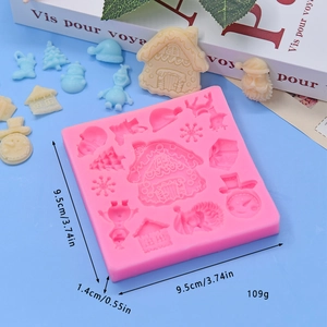 Pink Christmas house and snowman silicone cake mold for DIY baking and crafts