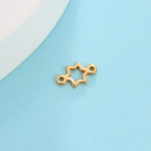 Golden stainless steel star charm pendant jewelry findings for DIY accessory crafting