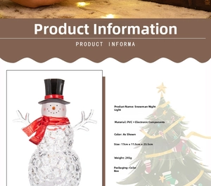 Detailed size and material specs for the crystal-textured snowman night light