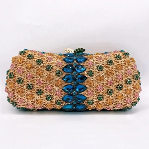 Luxury Rhinestone Evening Clutch Bag Metal Crystal Floral Gemstone Banquet Party Handbag For Women