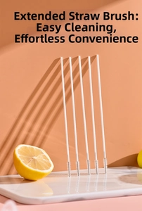 Set of 6 long stainless steel straw cleaning brushes for baby bottles and cups