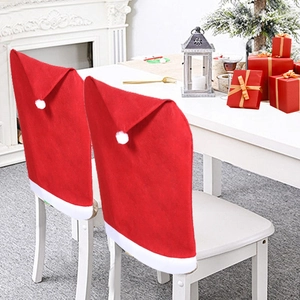 Housses de chaise de Noël en forme de bonnet de Père Noël pour décoration de salle à manger