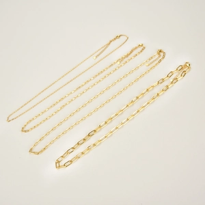 Chic set of four gold-plated S925 silver link chains and paperclip necklaces for women
