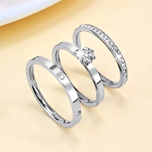 Stackable Eternity Rings And Single Zircon Finger Band Stainless Steel Luxury Minimalist Jewelry For Women