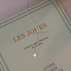 Elegant silver heart necklace with freshwater pearls and S925 sterling silver stamp