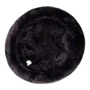 Winter black faux fur warm skull cap for men with thick thermal plush lining