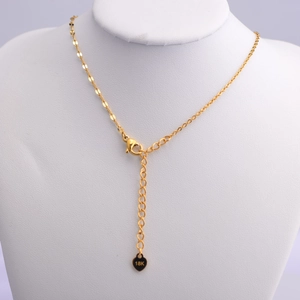 Adjustable 18K gold-plated stainless steel heart pendant necklace with lobster clasp
