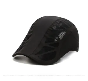 Detailed close-up of breathable black mesh fabric on a quick-dry summer ivy flat cap
