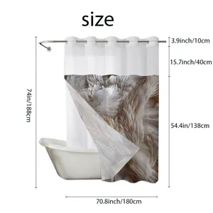 Detailed size chart for the waterproof shower curtain showing height and width measurements