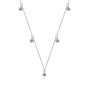 Elegant S925 sterling silver necklace with five round moissanite sparkling pendants
