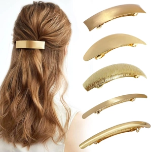 6-piece gold alloy hair clip set with diverse textures shown on blonde hair and flat lay